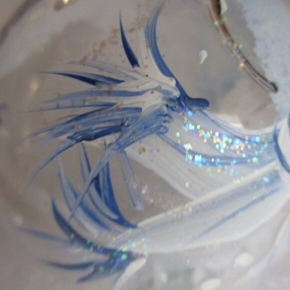 Jumbo G & B Hand Painted Snowman Clear Glass Christmas Ornament Ball 4" - Picture 5 of 12